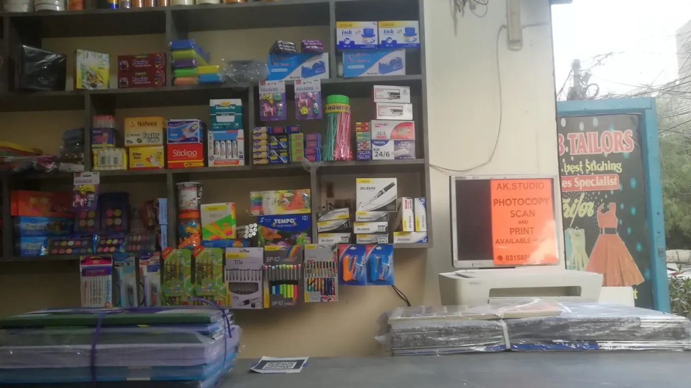 Stationery shelves and the counter inside AK Studio